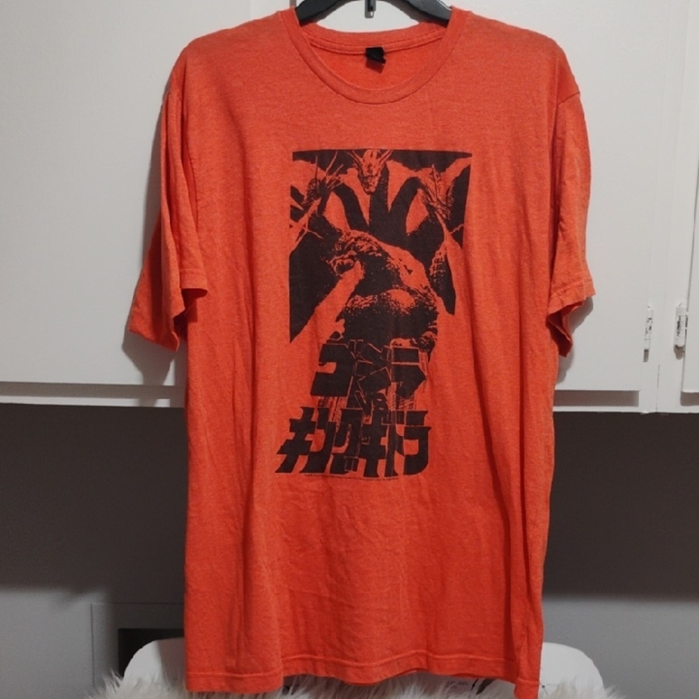 (X1) SALE! Godzilla Vs Ghidorah 2010 Tultex Orange Graphic Tee Sz.XL